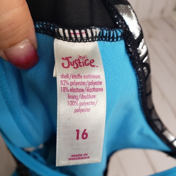 Justice Turquoise Silver Mermaid Bikini Top - Picture 3 of 4